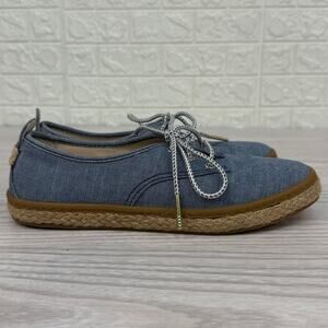 Cole Haan Cloudfeel Stitchlite Espadrille Shoes WMNS 5 Blue Lace Up Jute Wrapped